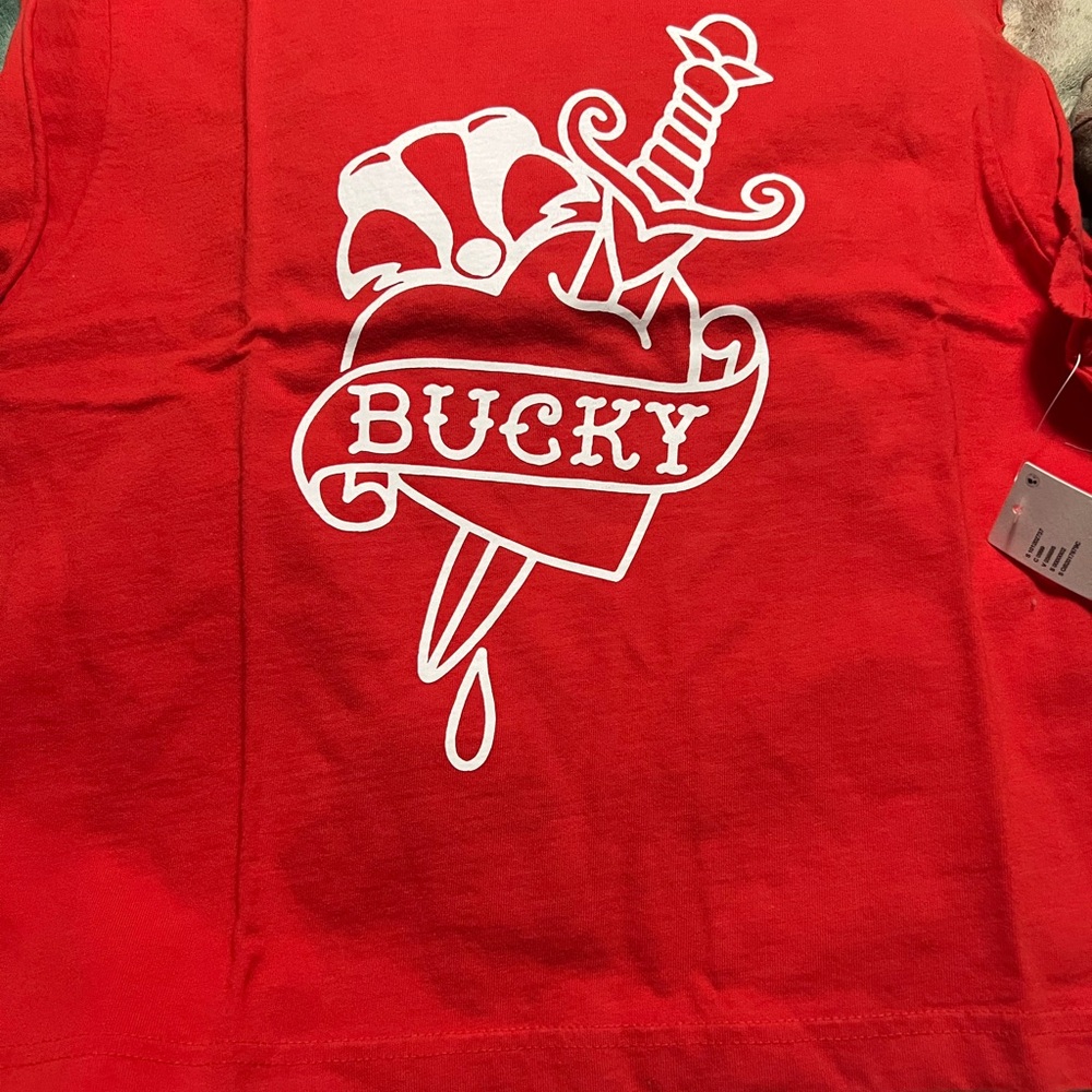 BDG Vibrant Red Muscle Tee with White Sword Graphic
